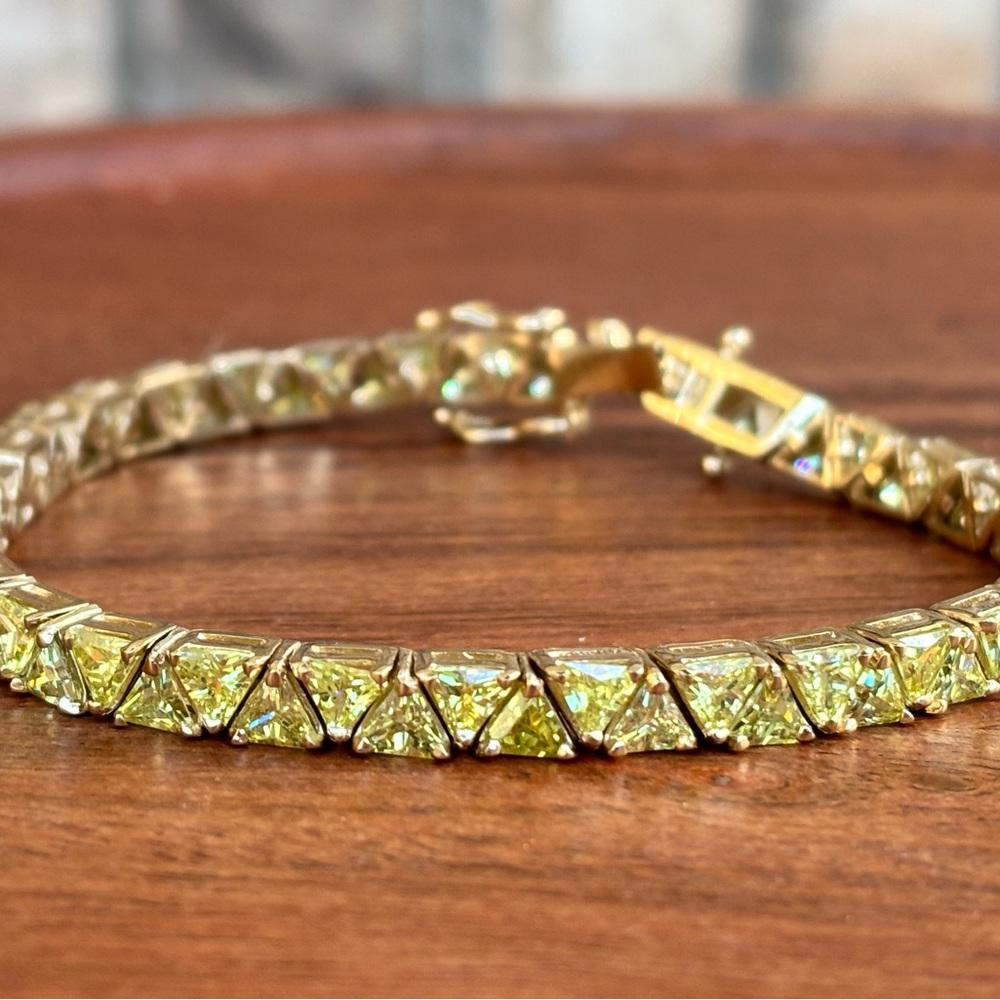 Suzanne Somers Green Cz Bracelet Gold Vermeil
